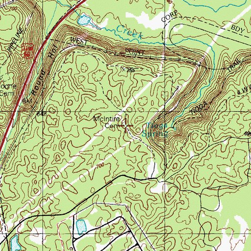 Topographic Map of McIntire Cemetery, KY