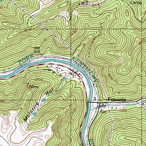 Topographic Map of McIntire Hollow, KY