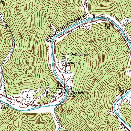 Topographic Map of McIntosh Cemeteries, KY