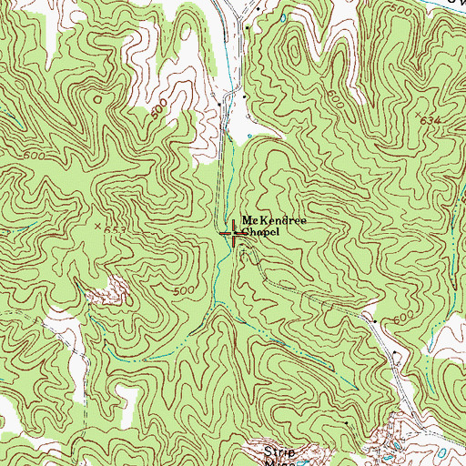 Topographic Map of McKendree Chapel, KY