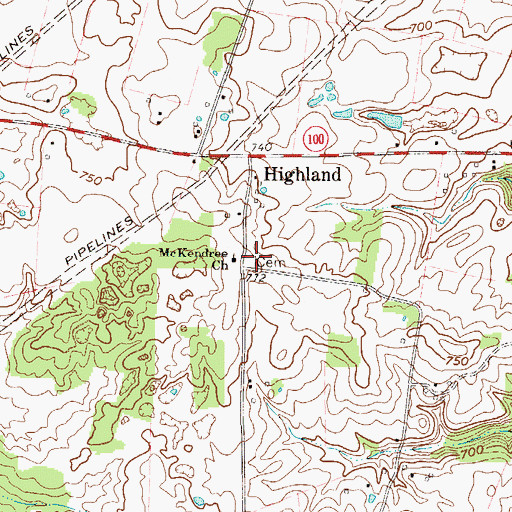 Topographic Map of McKendree Church, KY