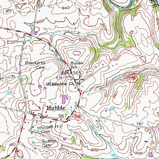 Topographic Map of McKendree Church, KY