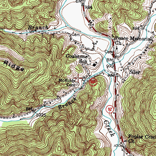 Topographic Map of McKiddy Cemetery, KY