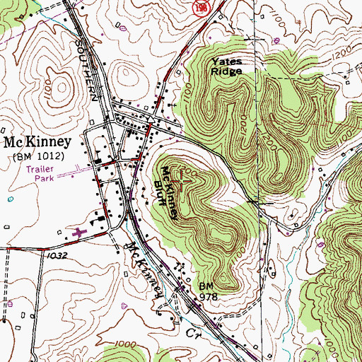 Topographic Map of McKinney Bluff, KY