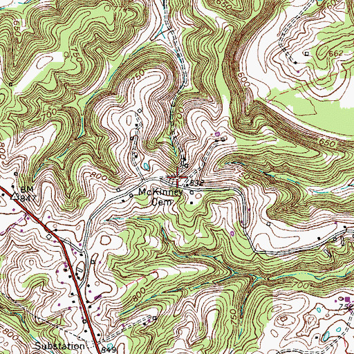 Topographic Map of McKinney Cemetery, KY