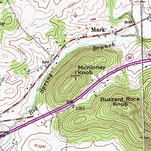 Topographic Map of McKinney Knob, KY