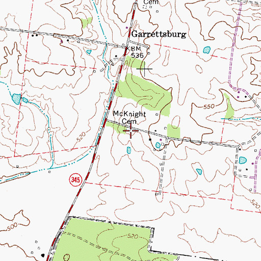 Topographic Map of McKnight Cemetery, KY
