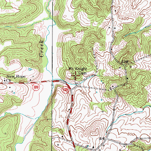 Topographic Map of McKnight Cemetery, KY