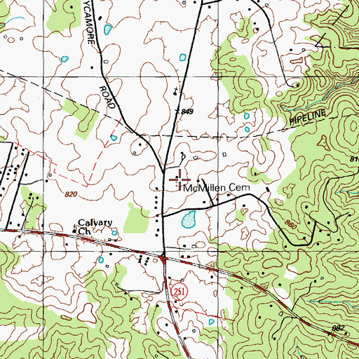 Topographic Map of McMillen Cemetery, KY