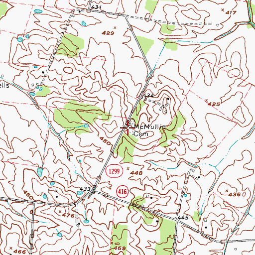 Topographic Map of McMullin Cemetery, KY
