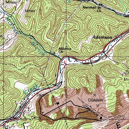 Topographic Map of McPeak Branch, KY