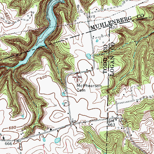 Topographic Map of McPhearson Cemetery, KY