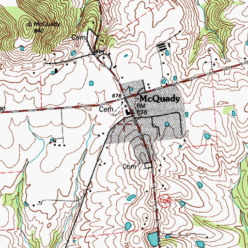 Topographic Map of McQuady, KY