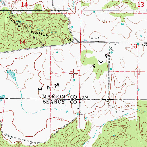 Topographic Map of Ham Flat, AR