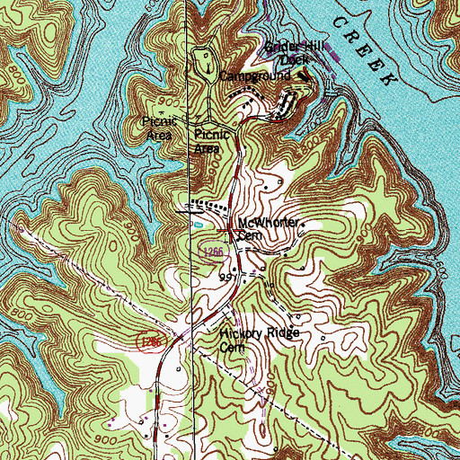 Topographic Map of McWhorter Cemetery, KY