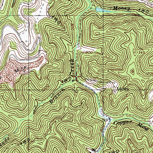 Topographic Map of Meade Branch, KY