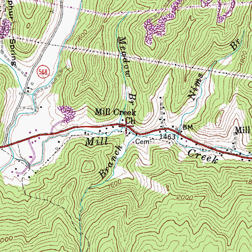 Topographic Map of Meadow Branch, KY