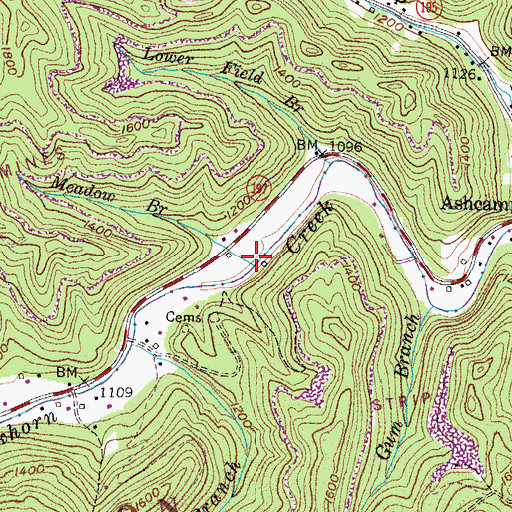 Topographic Map of Meadow Branch, KY