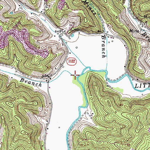 Topographic Map of Meadow Branch, KY