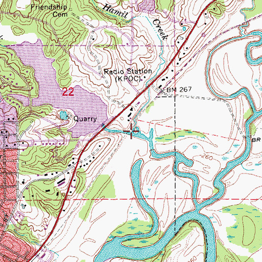 Topographic Map of Hamil Creek, AR