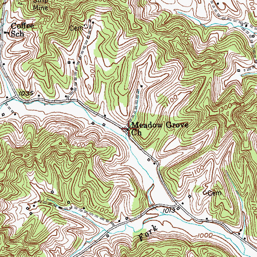 Topographic Map of Meadow Grove Church, KY