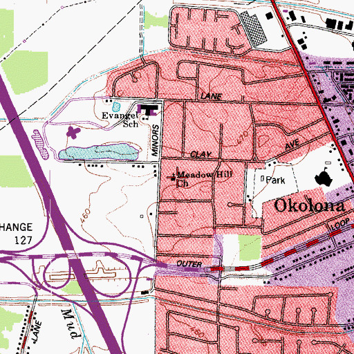 Topographic Map of Meadow Hill Church, KY