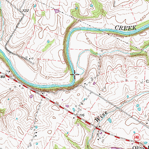 Topographic Map of Meadow Run, KY
