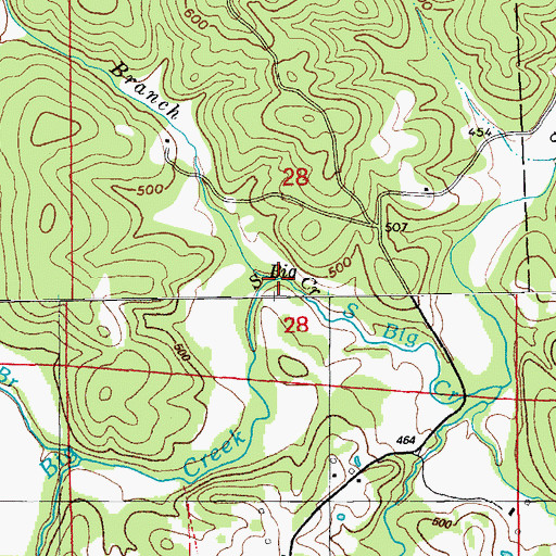 Topographic Map of Hamilton Branch, AR