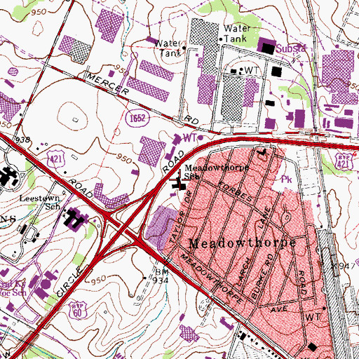 Topographic Map of Meadowthorpe Elementary School, KY