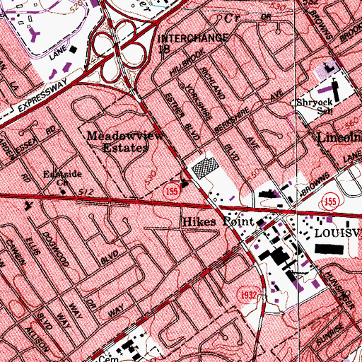 Topographic Map of Meadowview Church, KY
