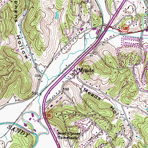 Topographic Map of Meads Hollow, KY