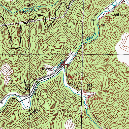 Topographic Map of Meathouse Creek, KY