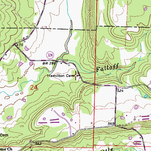 Topographic Map of Hamilton Cemetery, AR