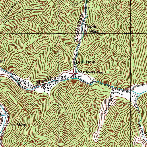 Topographic Map of Meathouse Fork Church, KY