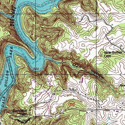 Topographic Map of Med Hollow, KY