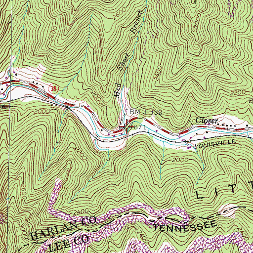 Topographic Map of Med Short Branch, KY