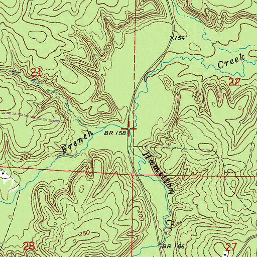 Topographic Map of Hamilton Creek, AR