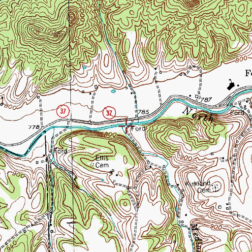 Topographic Map of Medlock Branch, KY