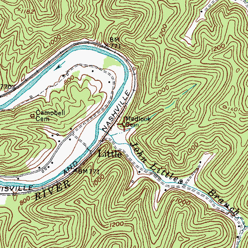 Topographic Map of Medlock Cemetery, KY