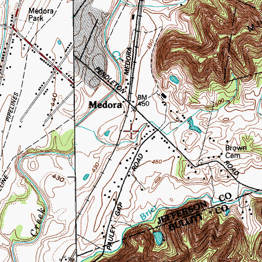 Topographic Map of Medora, KY