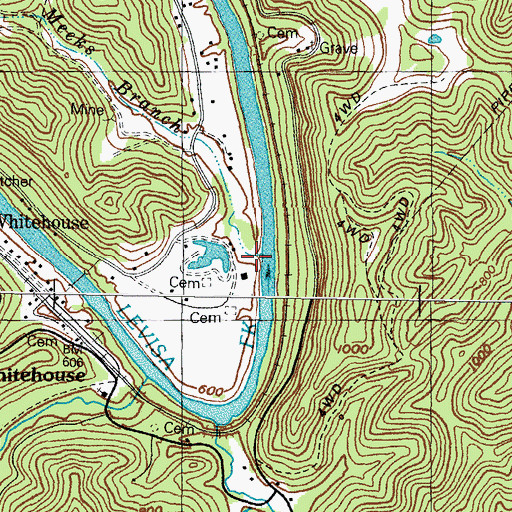 Topographic Map of Meeks Branch, KY