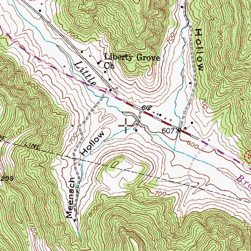 Topographic Map of Meenach Hollow, KY