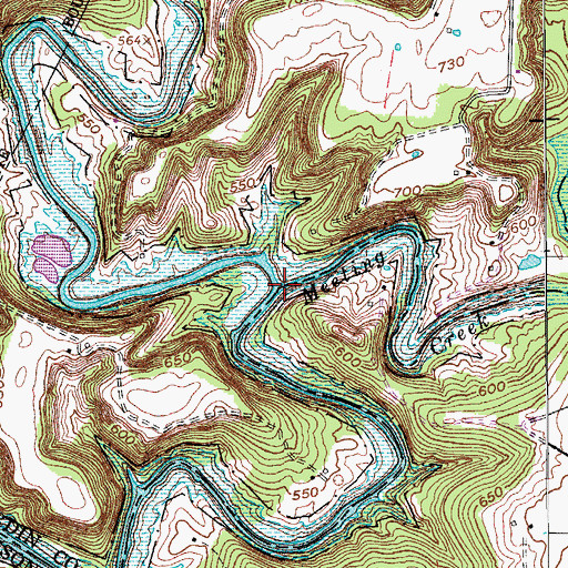 Topographic Map of Meeting Creek, KY