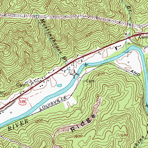 Topographic Map of Meetinghouse Branch, KY