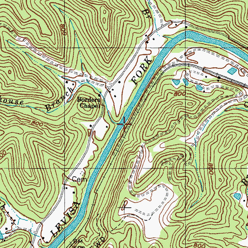Topographic Map of Meetinghouse Branch, KY
