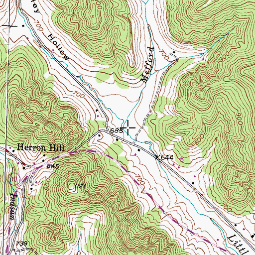 Topographic Map of Mefford Branch, KY