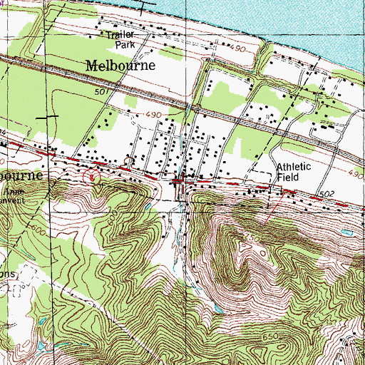 Topographic Map of Melbourne, KY
