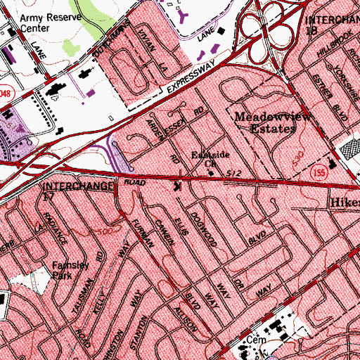 Topographic Map of Melbourne Heights Church, KY