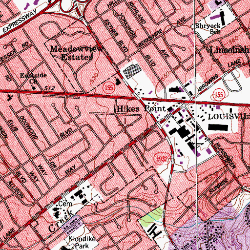 Topographic Map of Melbourne Heights School, KY