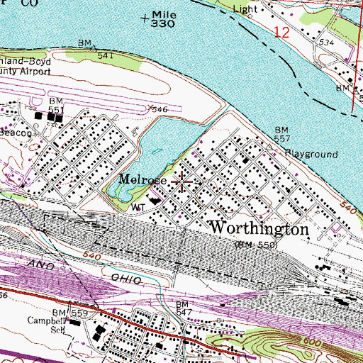 Topographic Map of Melrose, KY